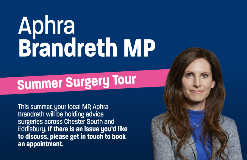 Aphra Brandreth's summer advice surgeries promo graphic