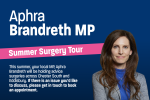 Aphra Brandreth's summer advice surgeries promo graphic